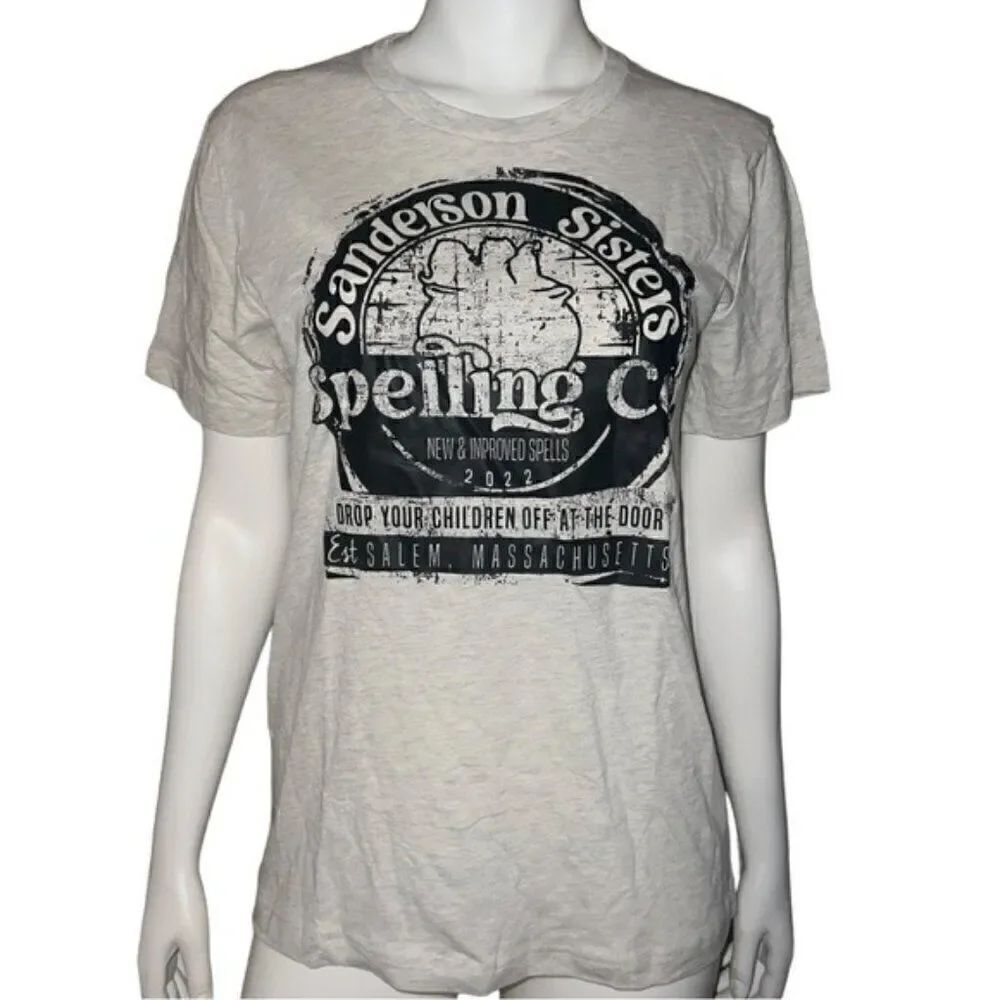 Bella + Canvas Womens Sanderson Sisters Spelling Co T-Shirt Gray Large EUC